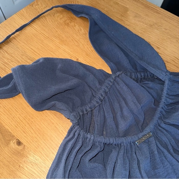 Navy Blue Halter Open Back Maxi Dress - Picture 8 of 8